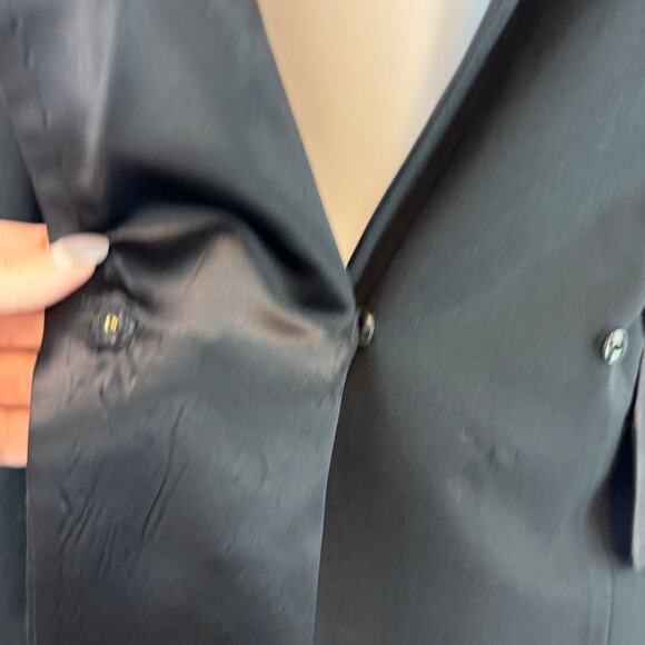 VTG Cache Black Satin Lapel Backless Tuxedo Jacket Blazer Top Size Medium - Picture 13 of 16